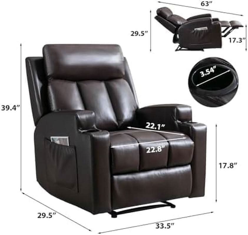 Brown UltraSoft Fabric Manual Recliner With Plush Arms by ShipItFurniture