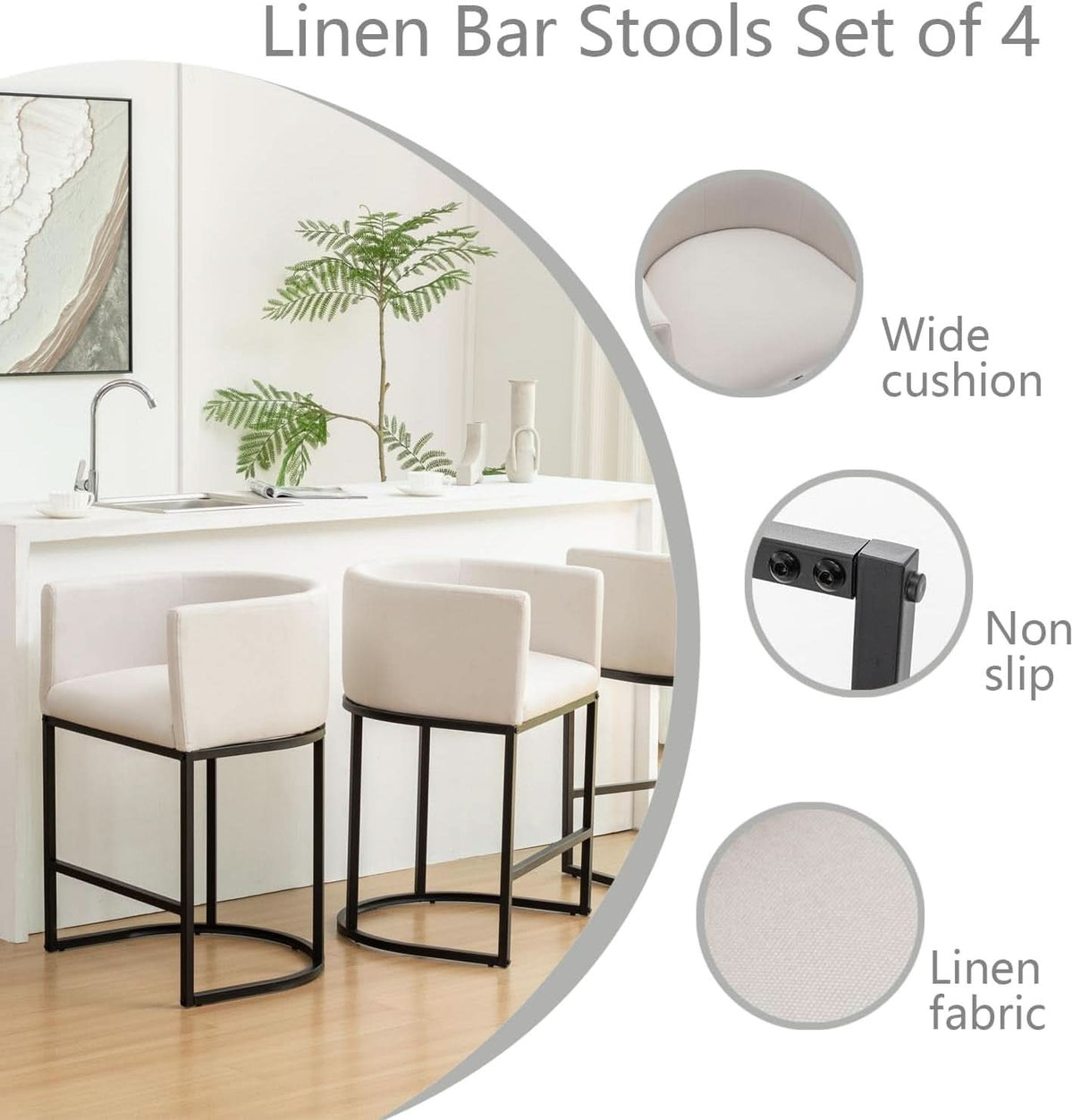 Modern Barrel Counter Height Bar Stools Set of Four by ShipItFurniture