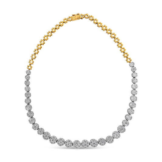 IGI Certified 14K Yellow Gold 14 3/4 cttw Pave Set Round-Cut Diamond Riviera Necklace (F-G Color, S2-I1 Clarity) by Infinite Jewels