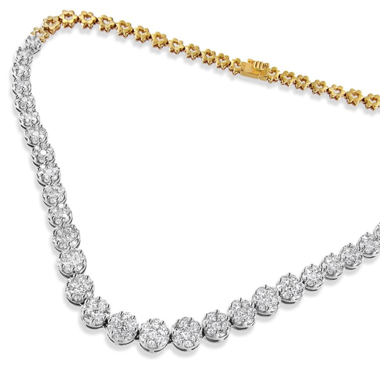 IGI Certified 14K Yellow Gold 14 3/4 cttw Pave Set Round-Cut Diamond Riviera Necklace (F-G Color, S2-I1 Clarity) by Infinite Jewels