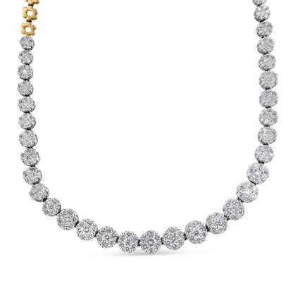 IGI Certified 14K Yellow Gold 14 3/4 cttw Pave Set Round-Cut Diamond Riviera Necklace (F-G Color, S2-I1 Clarity) by Infinite Jewels
