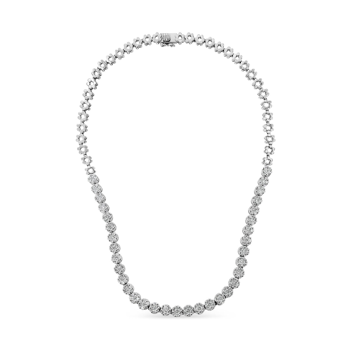 IGI Certified 14K Gold 8.0 Cttw Pave Set Round-Cut Diamond Cluster Graduating Riviera Statement Necklace (H-I Color, I1 Clarity) by Infinite Jewels