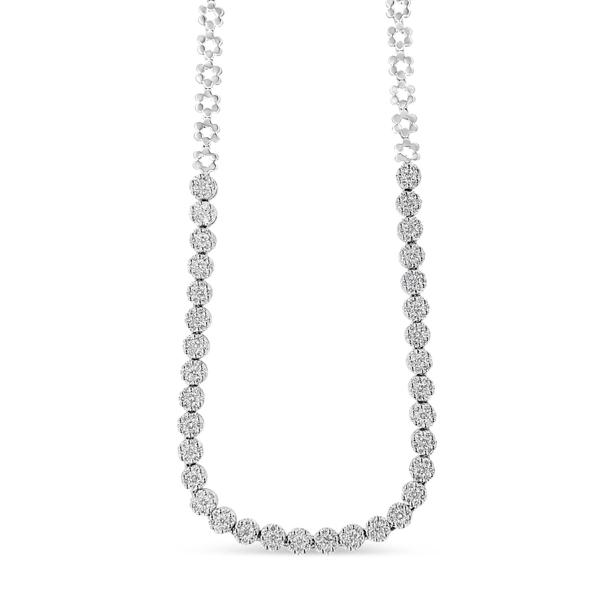 IGI Certified 14K Gold 8.0 Cttw Pave Set Round-Cut Diamond Cluster Graduating Riviera Statement Necklace (H-I Color, I1 Clarity) by Infinite Jewels