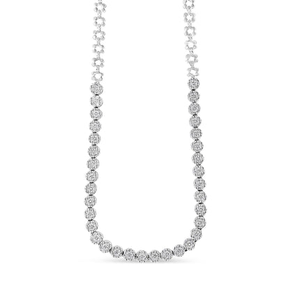 IGI Certified 14K Gold 8.0 Cttw Pave Set Round-Cut Diamond Cluster Graduating Riviera Statement Necklace (H-I Color, I1 Clarity) by Infinite Jewels