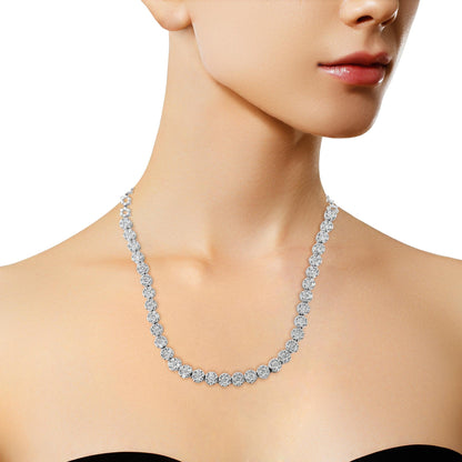 IGI Certified 14K Gold 8.0 Cttw Pave Set Round-Cut Diamond Cluster Graduating Riviera Statement Necklace (H-I Color, I1 Clarity) by Infinite Jewels