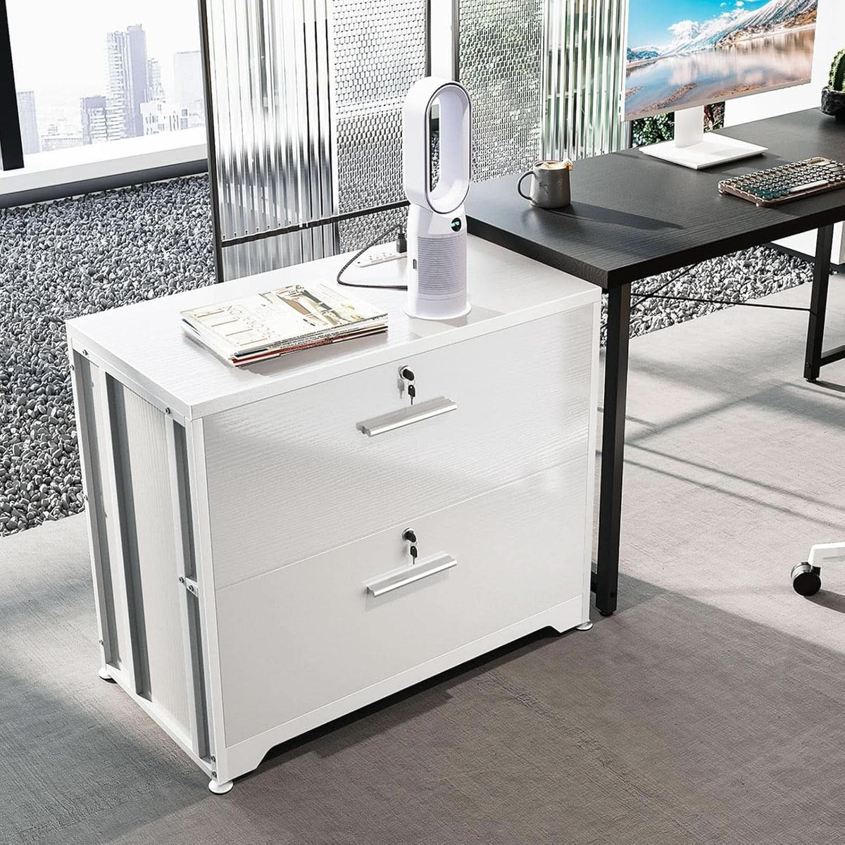 Lockable File Cabinet With Charging Station For Home Office by ShipItFurniture