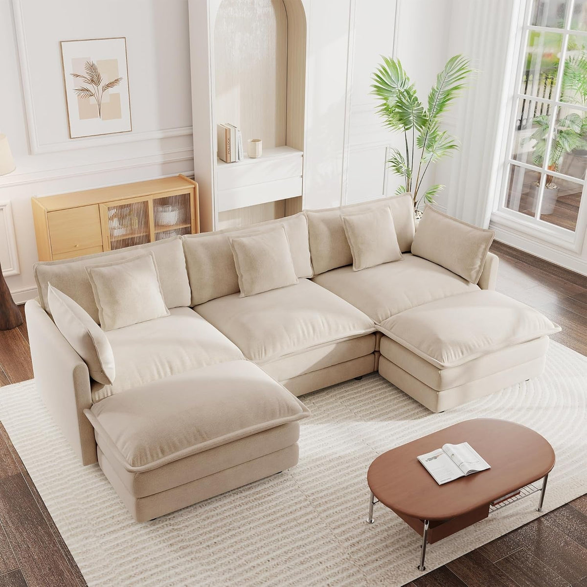 Modular Sectional Sofa Light Coffee Deluxe Configuration by ShipItFurniture