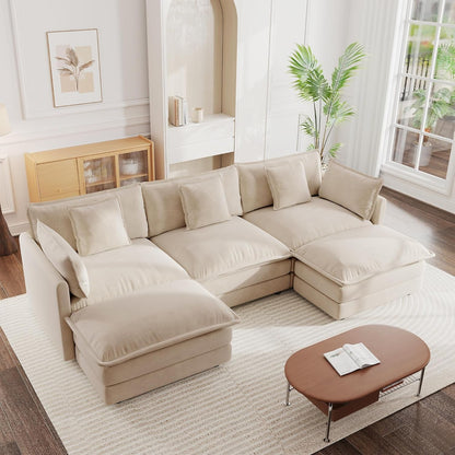 Modular Sectional Sofa Light Coffee Deluxe Configuration by ShipItFurniture