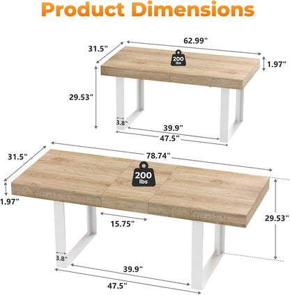 Extendable Dining Table White Oak Rectangular Farmhouse by ShipItFurniture