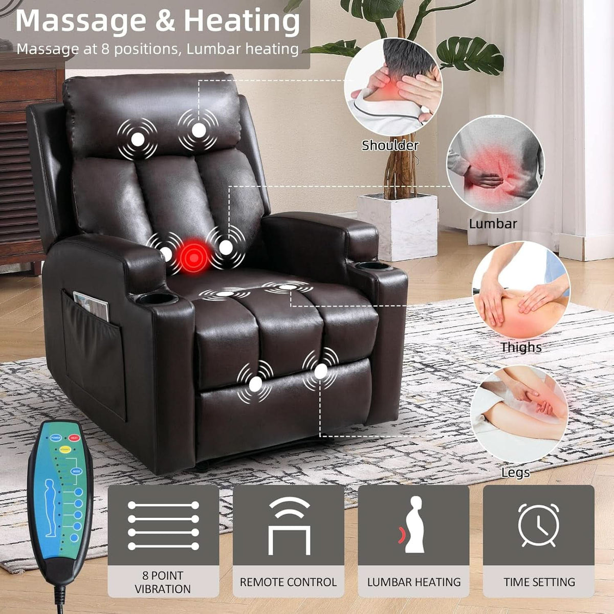 Brown UltraSoft Fabric Manual Recliner With Plush Arms by ShipItFurniture