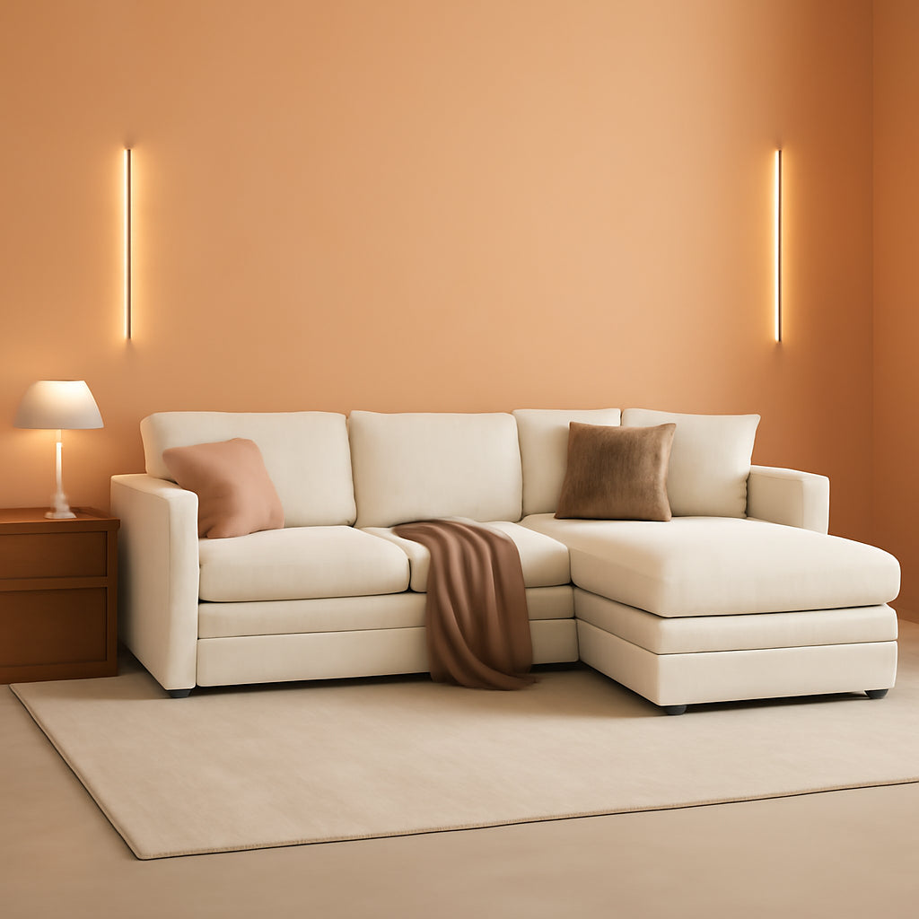 NinetySevenInch L Shaped Modular Sectional Sofa Beige by ShipItFurniture