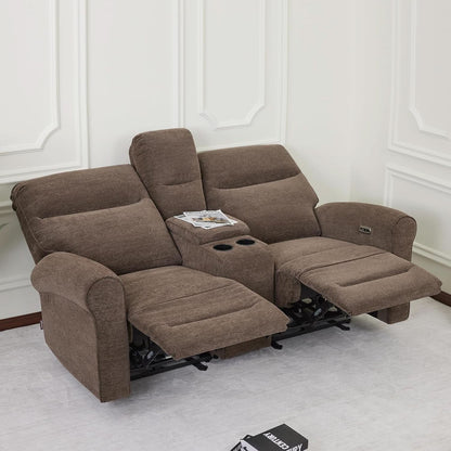 78 Inch Wall Hugger Power Loveseat USB Ports Dark Brown by ShipItFurniture