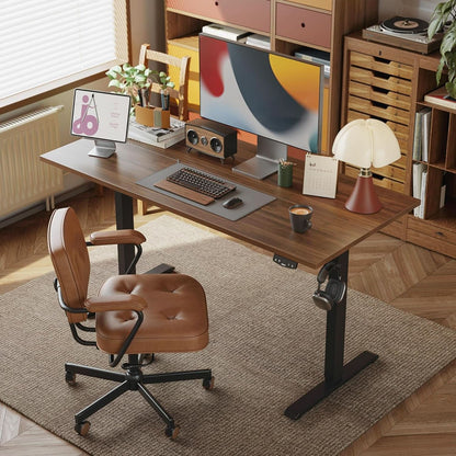 Electric Standing Desk 48x24 Height Adjustable Dark Walnut by ShipItFurniture