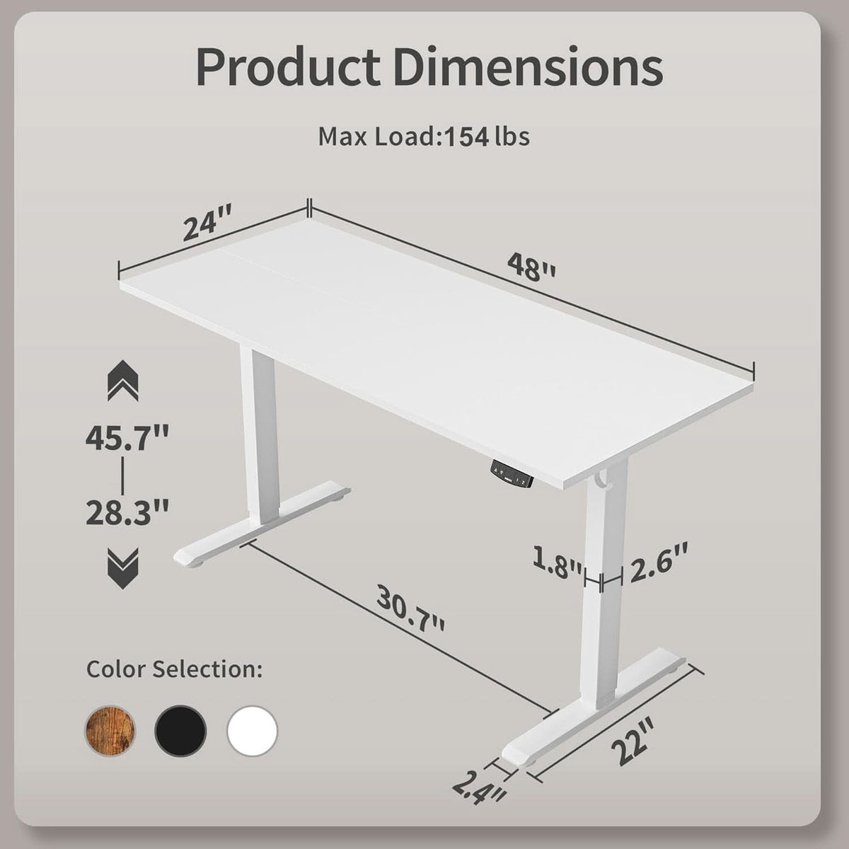 Electric Standing Desk 48x24 Height Adjustable Unit by ShipItFurniture