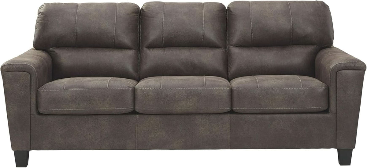 Queen Faux Leather Contemporary Sleeper Couch Gray by ShipItFurniture