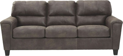 Queen Faux Leather Contemporary Sleeper Couch Gray by ShipItFurniture