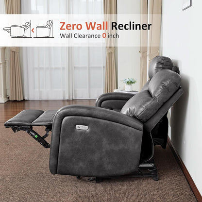 Dark Grey Zero Wall Power Recliner Loveseat With USB Ports by ShipItFurniture