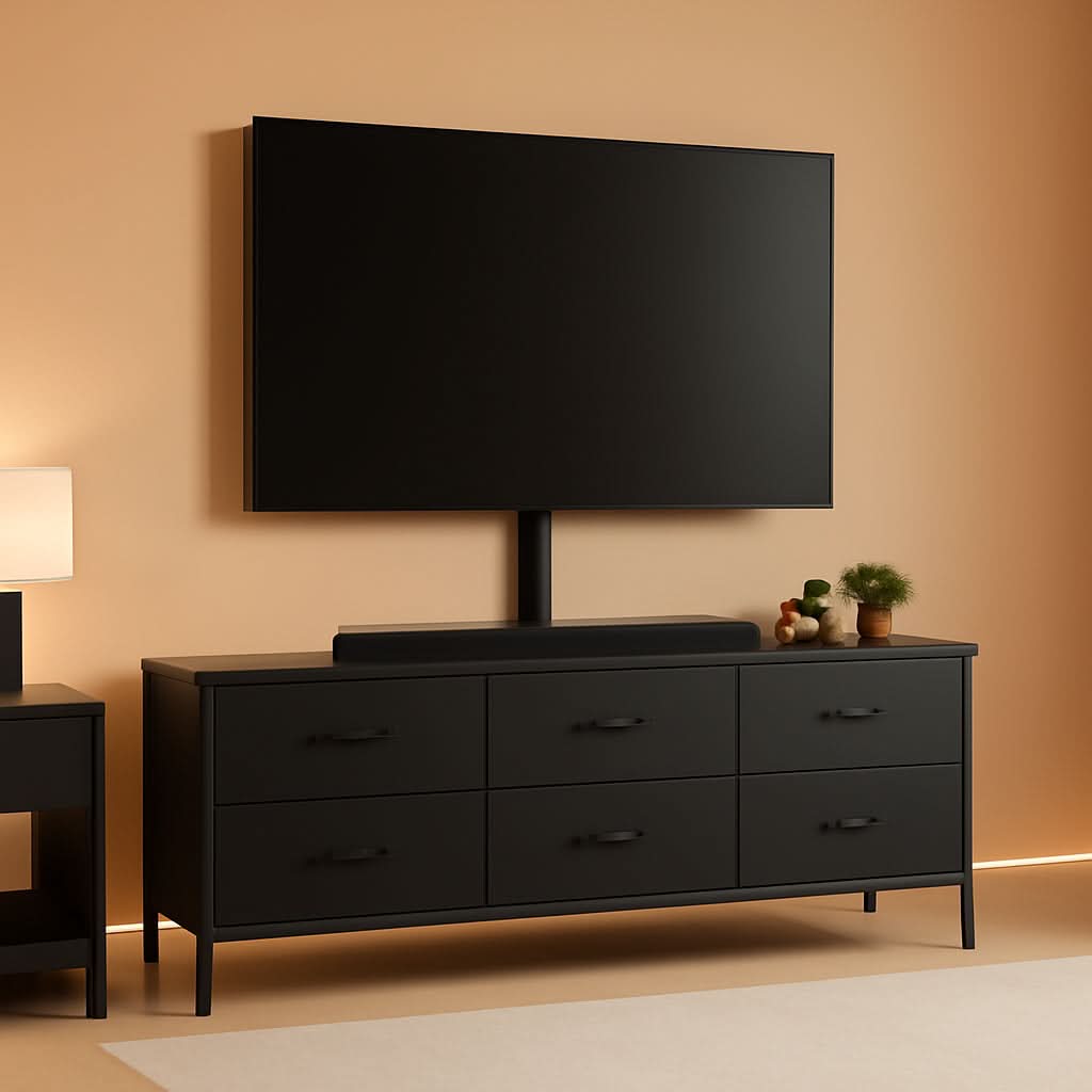 Black TV Entertainment Stand With Adjustable Mount by ShipItFurniture