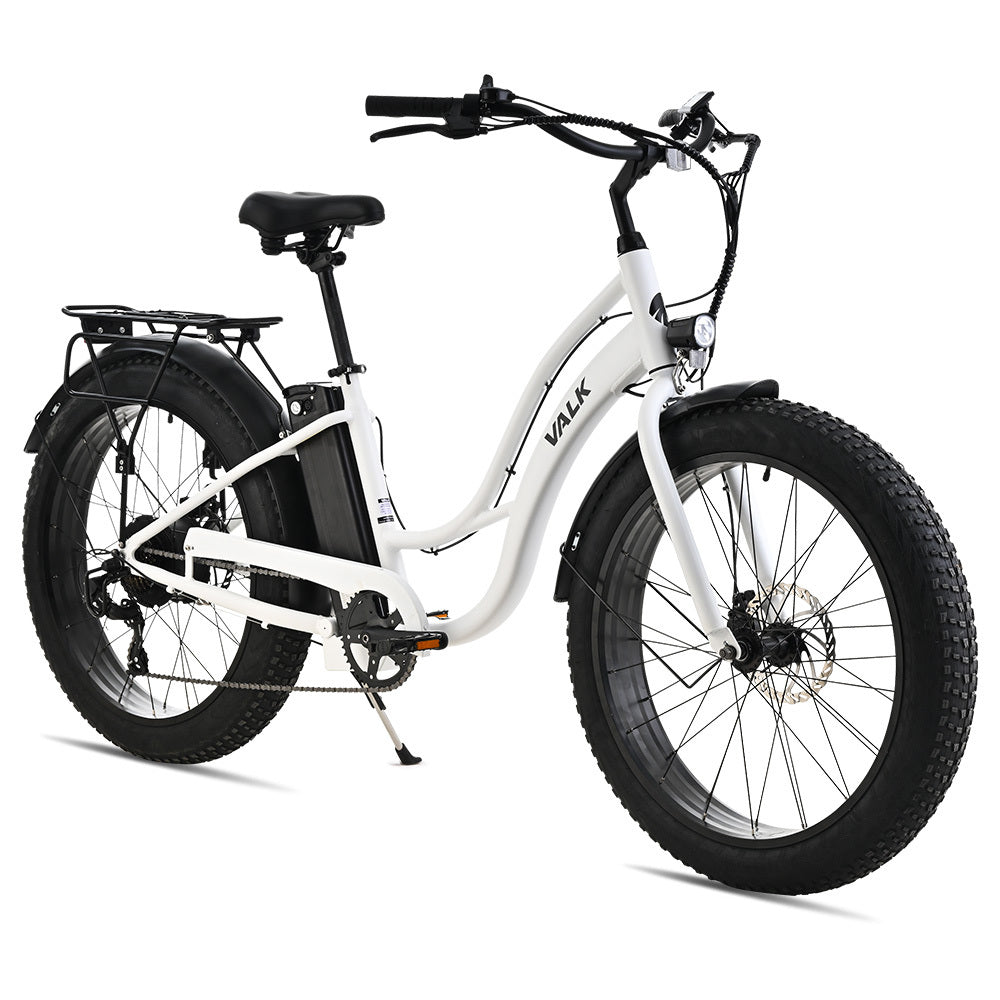 NNEMB Electric Fat Tyre Cruiser Bike, with Throttle, Step-Through eBike, White by NNEMB