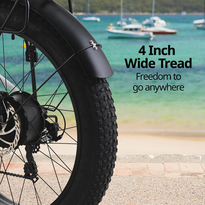 NNEMB Electric Fat Tyre Cruiser Bike, with Throttle, Step-Through eBike, White by NNEMB