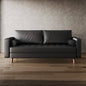Black Upholstered Faux Leather Sofa w/ Pillows Solid Hardwood Legs by SataTrade-U.S LLC