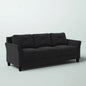 Modern 3-Seater Black Microfiber Upholstered Sofa by SataTrade-U.S LLC
