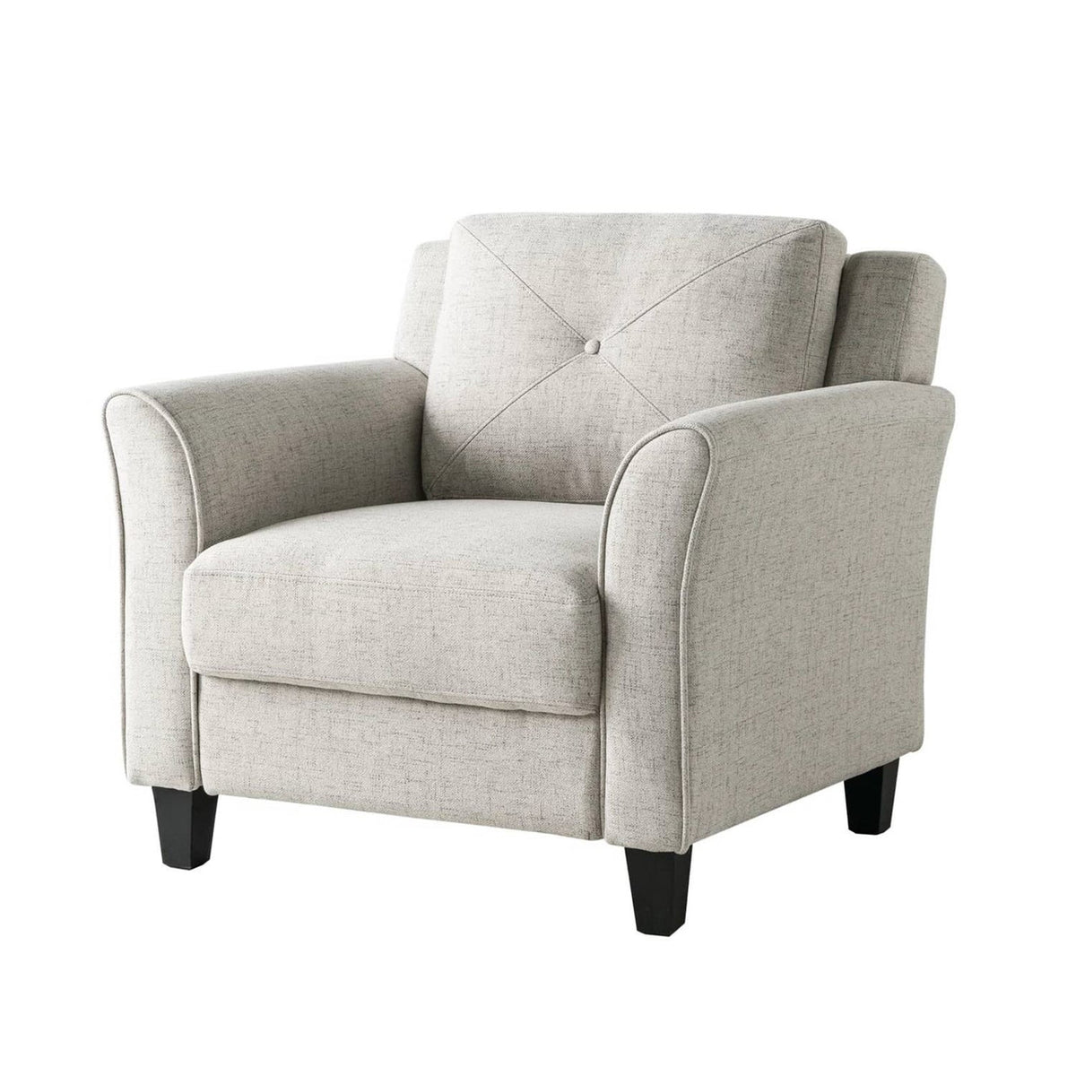 Cream Microfiber Upholstered Chair Armchair with Button Tufted Back Cushion by SataTrade-U.S LLC