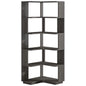 Multifunctional 6 Shelf Corner L-Shaped Bookcase in Dark Grey Wood Finish by FastFurnishings