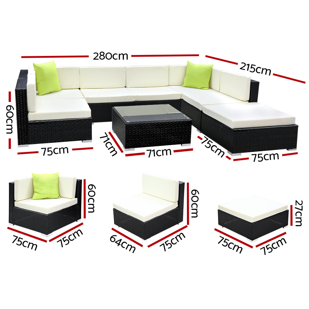 NNEDSZ 8PC Outdoor Furniture Sofa Set Wicker Garden Patio Pool Lounge by NNEDSZ