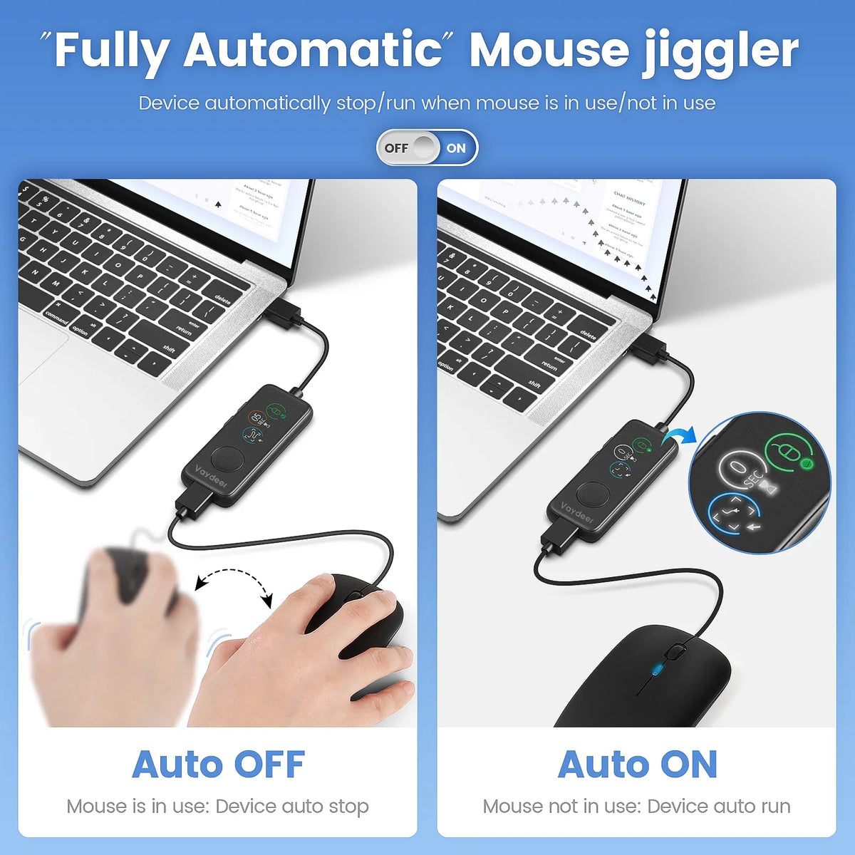 NNEOBA Fully Automatic USB Mouse Jiggler with HD Screen by NNEOBA