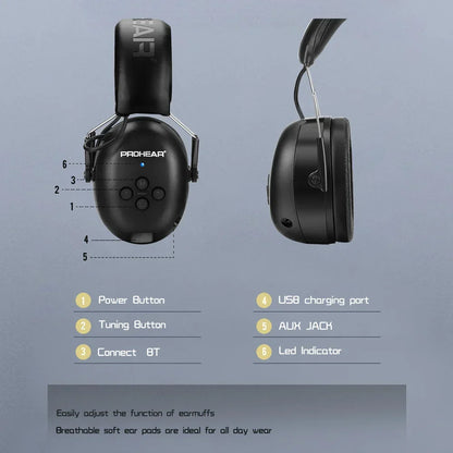 Bluetooth Electronic Earmuffs Black by CAN