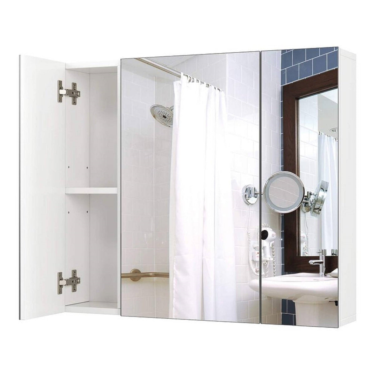 Modern 3-Door Wall Mounted Medicine Cabinet Bathroom Mirror Cupboard by FastFurnishings