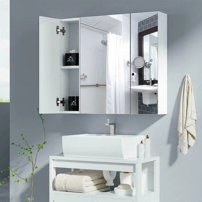Modern 3-Door Wall Mounted Medicine Cabinet Bathroom Mirror Cupboard by FastFurnishings
