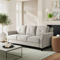 Modern 3-Seater Upholstered Sofa in Cream Microfiber with Button Tufted Cushions by FastFurnishings