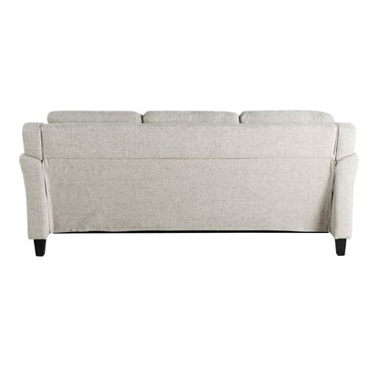 Modern 3-Seater Upholstered Sofa in Cream Microfiber with Button Tufted Cushions by FastFurnishings