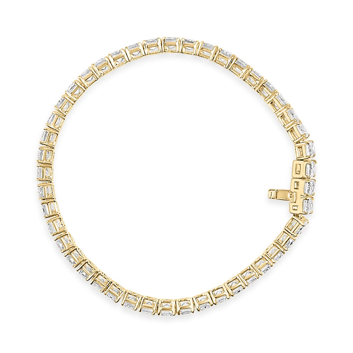IGI Certified 14K Yellow Gold 18 1/2 Cttw Emerald Cut Lab Grown Diamond Tennis Bracelet by Infinite Jewels