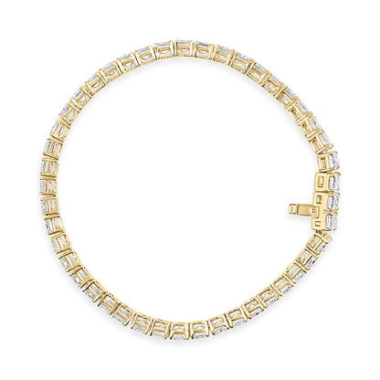 IGI Certified 14K Yellow Gold 18 1/2 Cttw Emerald Cut Lab Grown Diamond Tennis Bracelet by Infinite Jewels