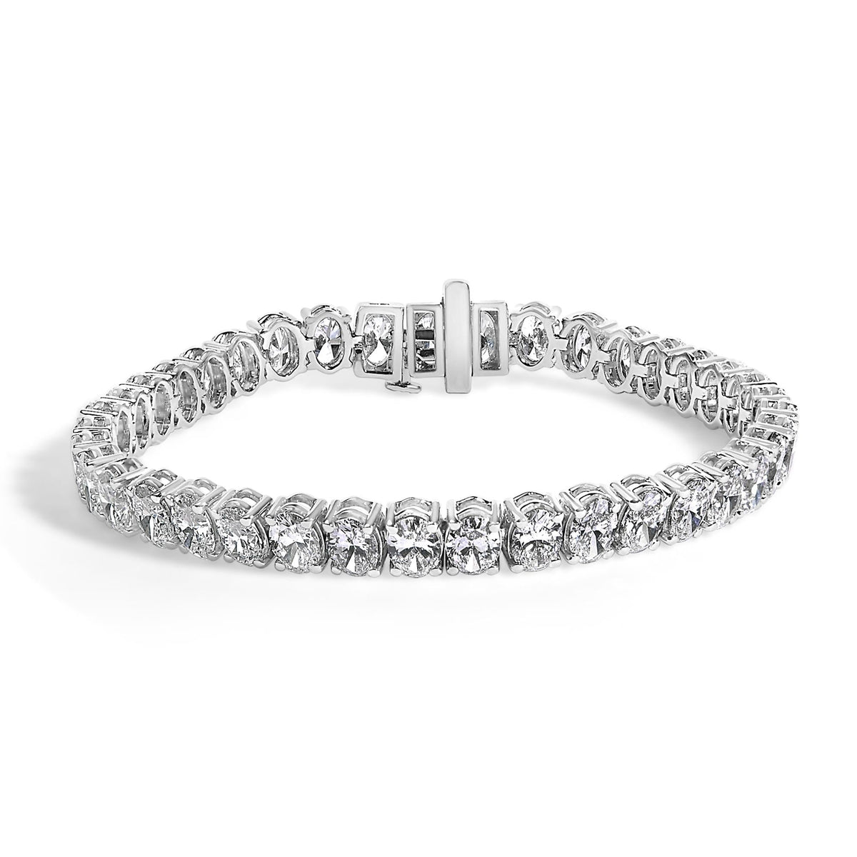 IGI Certified 14K Yellow Gold 18 1/2 Cttw Oval Cut Lab Grown Diamond Tennis Bracelet by Infinite Jewels