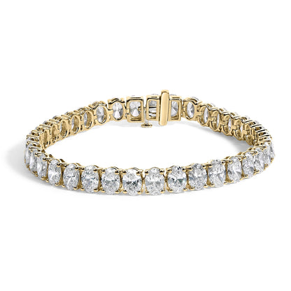 IGI Certified 14K Yellow Gold 18 1/2 Cttw Oval Cut Lab Grown Diamond Tennis Bracelet by Infinite Jewels