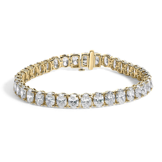 IGI Certified 14K Yellow Gold 18 1/2 Cttw Oval Cut Lab Grown Diamond Tennis Bracelet by Infinite Jewels