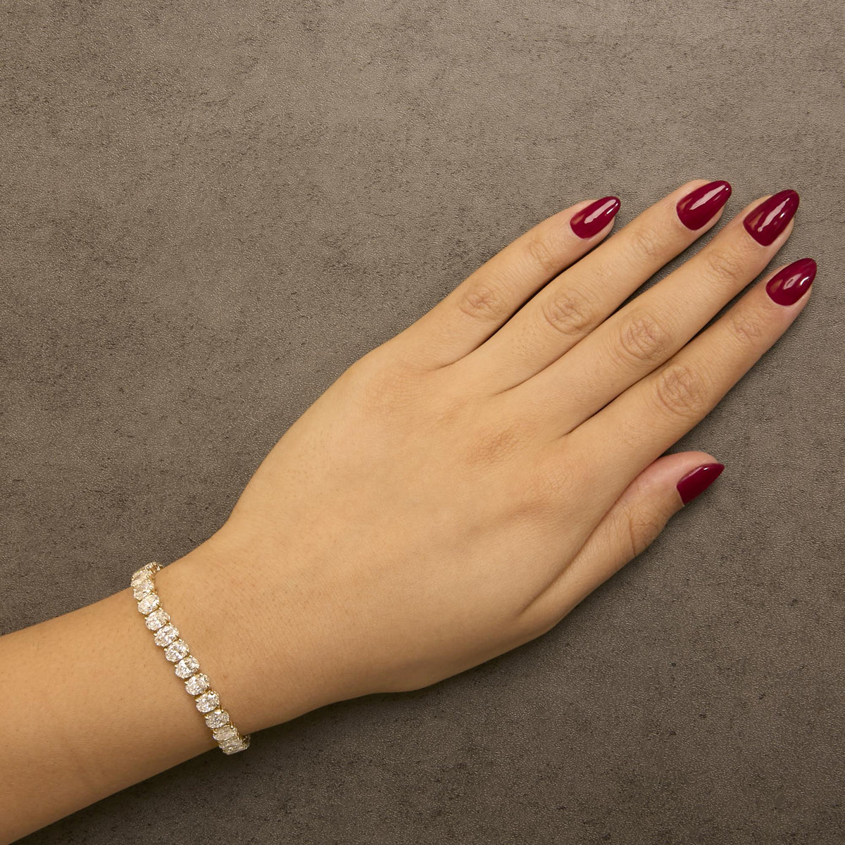 IGI Certified 14K Yellow Gold 18 1/2 Cttw Oval Cut Lab Grown Diamond Tennis Bracelet by Infinite Jewels