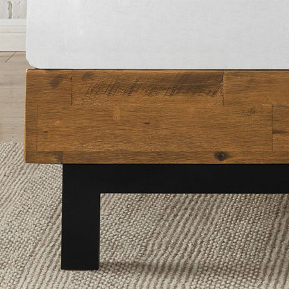 King Solid Wood Modern Platform Bed Frame with Adjustable Height Headboard by FastFurnishings
