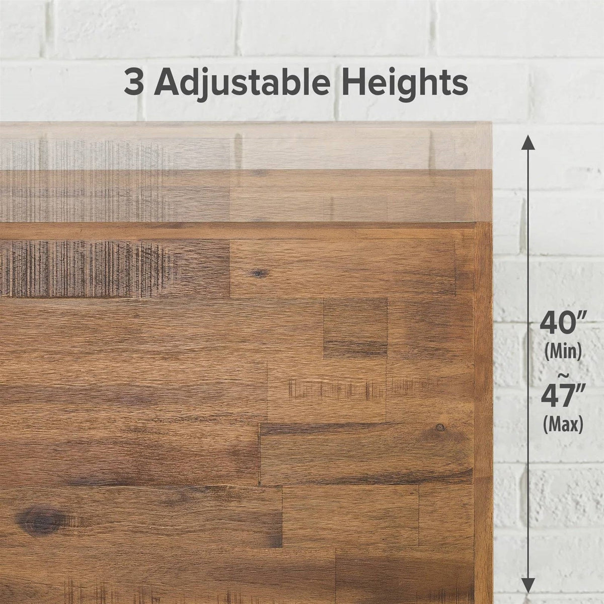 King Solid Wood Modern Platform Bed Frame with Adjustable Height Headboard by FastFurnishings