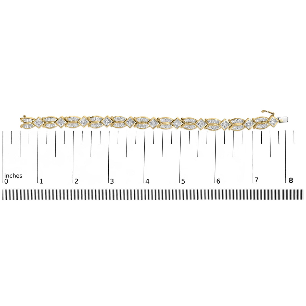 14K Yellow Gold 8 1/5 Cttw Baguette and Princess-Cut Diamond Geometric Twist Link Bracelet (G-H Color, VS1-VS2 Clarity) - Size 7" by Infinite Jewels