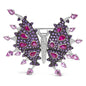 18K White Gold 1.00 Cttw Diamond, Ruby Sapphire, and Amethyst Mixed Gemstone Butterfly Brooch Pin (G-H Color, VS1-VS2 Clarity) by Infinite Jewels