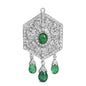18K 2 3/4 Cttw Diamond and Emerald Dangle Art Deco Shield Brooch Pin Pendant (G-H Color, VS1-VS2 Clarity) CHAIN NOT INCLUDED by Infinite Jewels