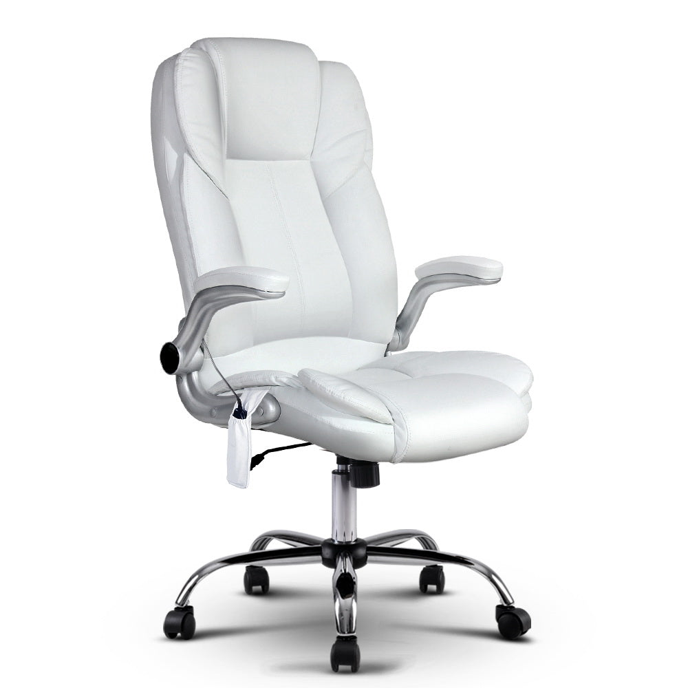 NNEDSZ Leather 8 Point Massage Office Chair - White by NNEDSZ