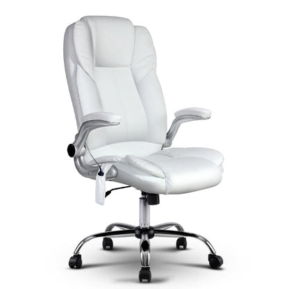 NNEDSZ Leather 8 Point Massage Office Chair - White by NNEDSZ