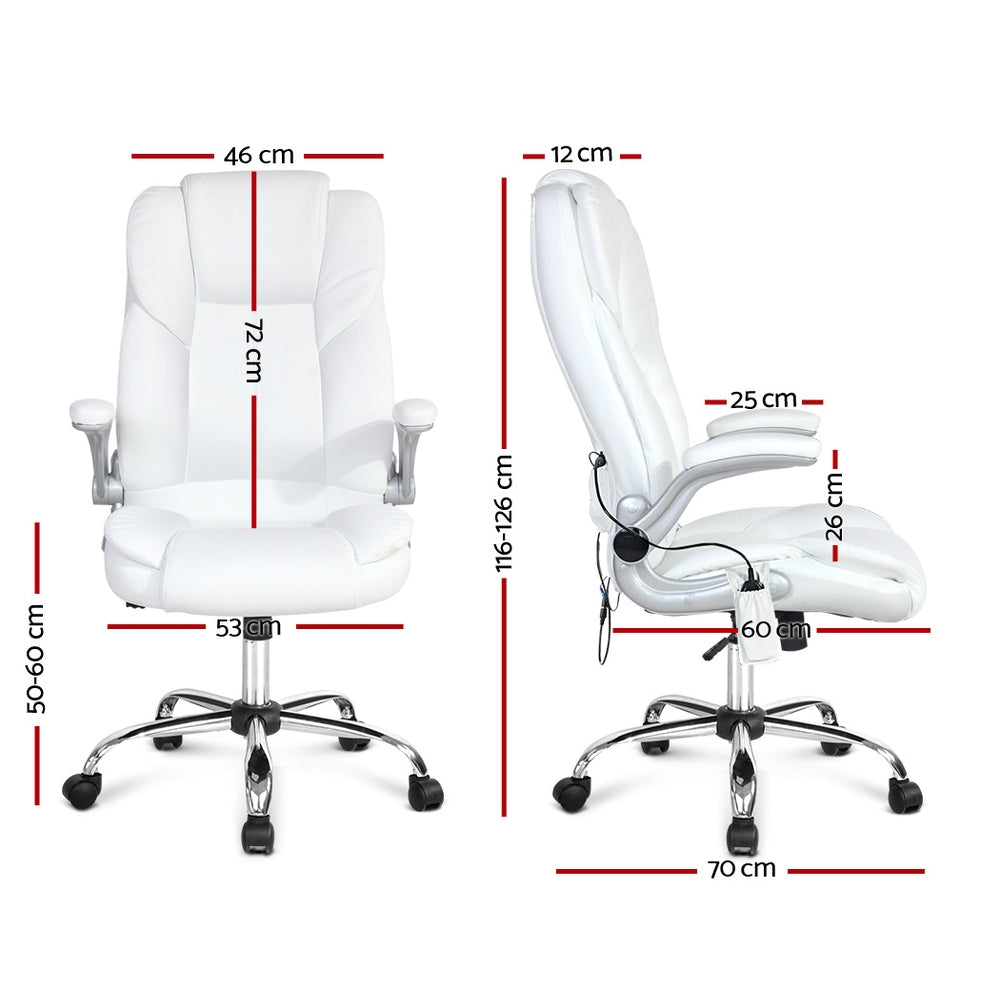 NNEDSZ Leather 8 Point Massage Office Chair - White by NNEDSZ