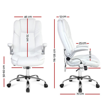 NNEDSZ Leather 8 Point Massage Office Chair - White by NNEDSZ